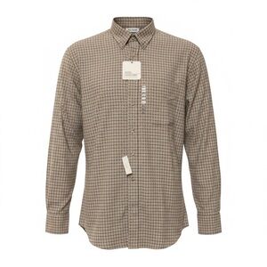 NWT John Ashford Men's Tan Plaid Button Down Shirt XL